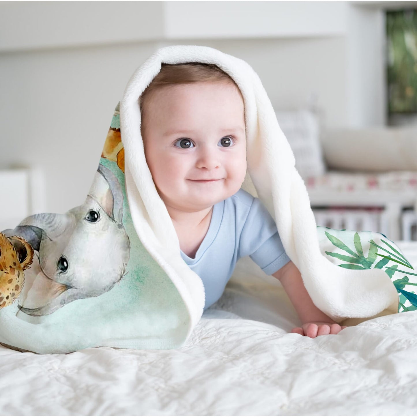 MAIWELL Personalized Baby Girl Boy Blanket with Name, Custom Animals Kids Name Blankets for Girls Boys, Customized Newborn Receiving Blankets, Baby Shower Christmas Birthday Gifts