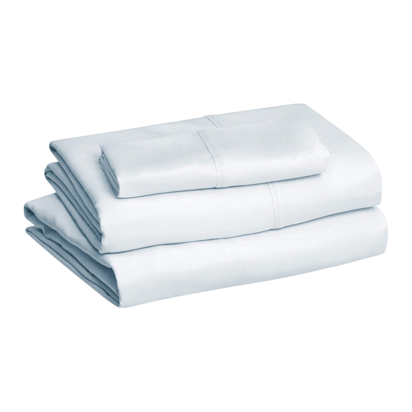 Amazon Basics Lightweight Super Soft Easy Care Wrinkle Free Breathable Brushed Microfiber 3 Piece Bed Sheet Set with 14-Inch Deep Pockets, Twin, Light Blue, Solid