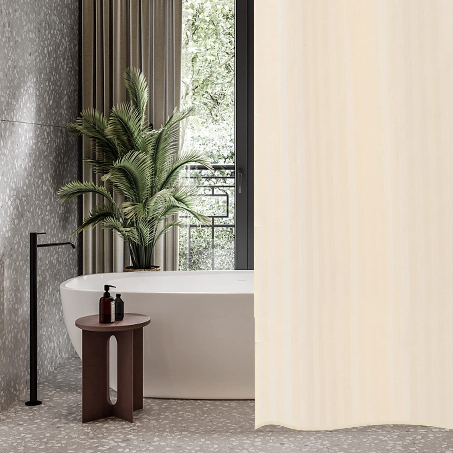 HELLCRACK Small Mini Shower Curtain or Liner Fabric 31x71 Inch,Washable IPx4 Waterproof Hotel Quality,Shower Curtains with Hooks and Grommets,Stall Shower Liner/Beige …