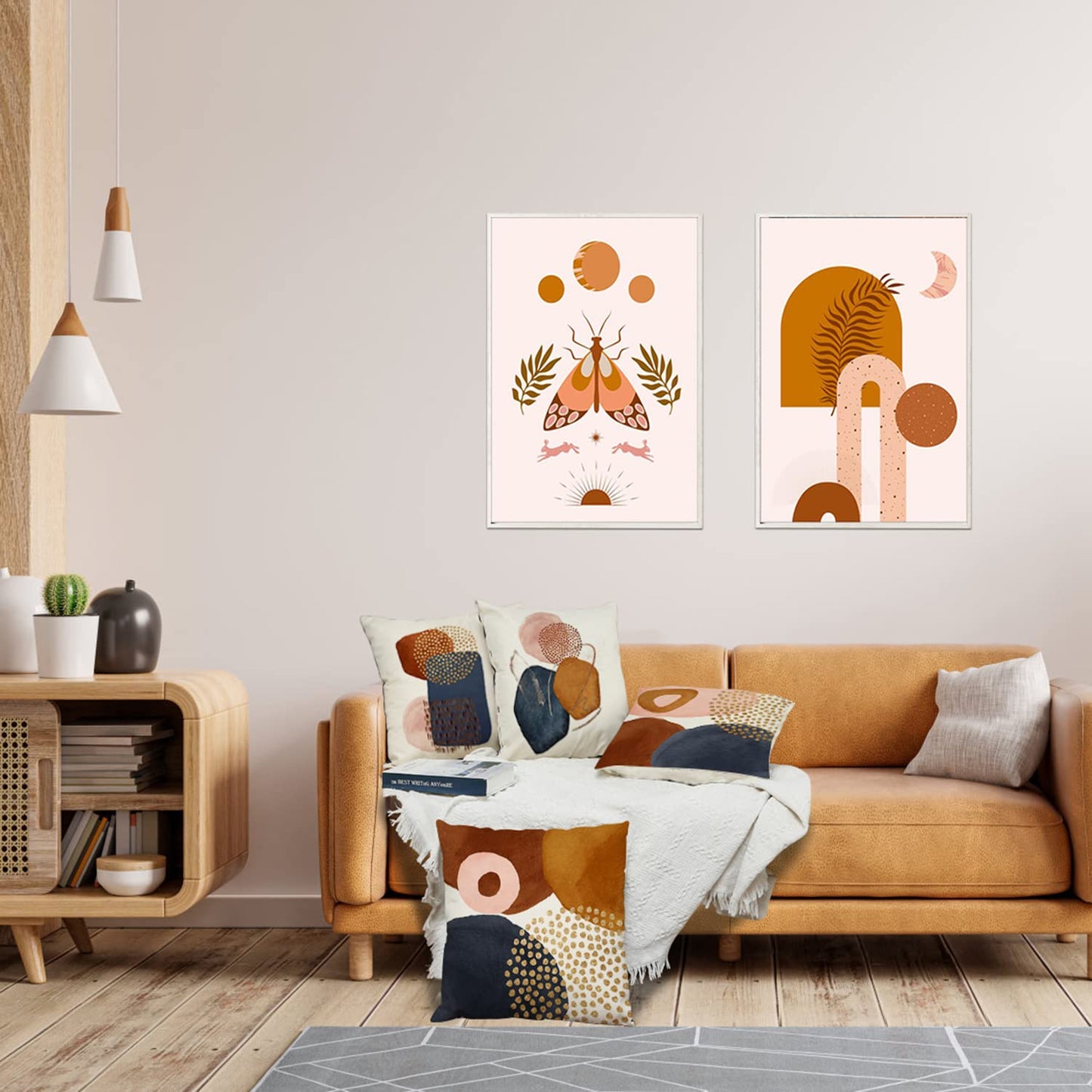 Jartinle Burnt Orange Abstract Throw Pillow Covers 18x18 Set of 4 Mid Century Modern Geometric Minimalist Decorative Pillow Covers for Couch Home Decor