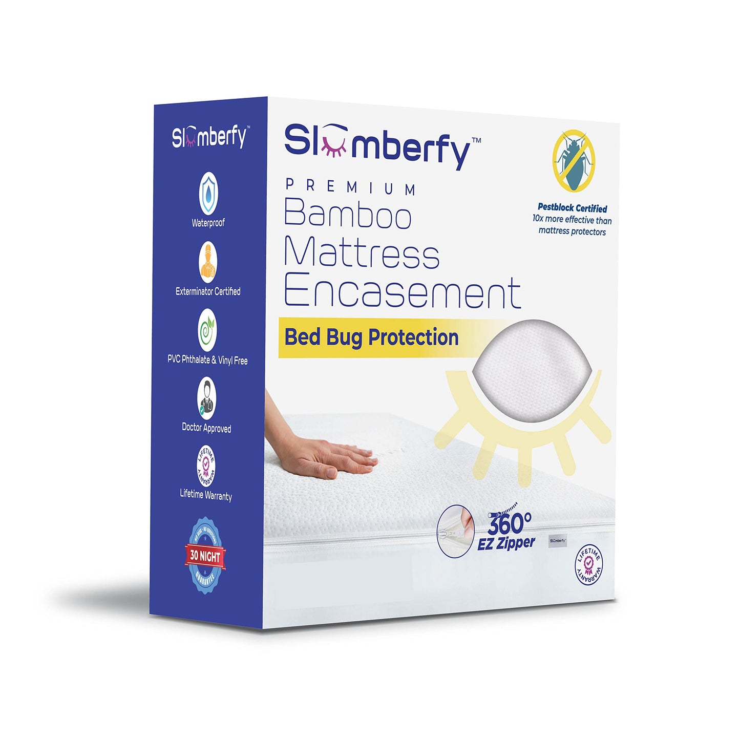 Twin XL Size Waterproof Viscose Made from Bamboo Mattress Encasement by Slumberfy - Premium Skin-Safe Mattress Protector with 360° EZ Zipper Bug, Zippered Encasement (39x80 in)