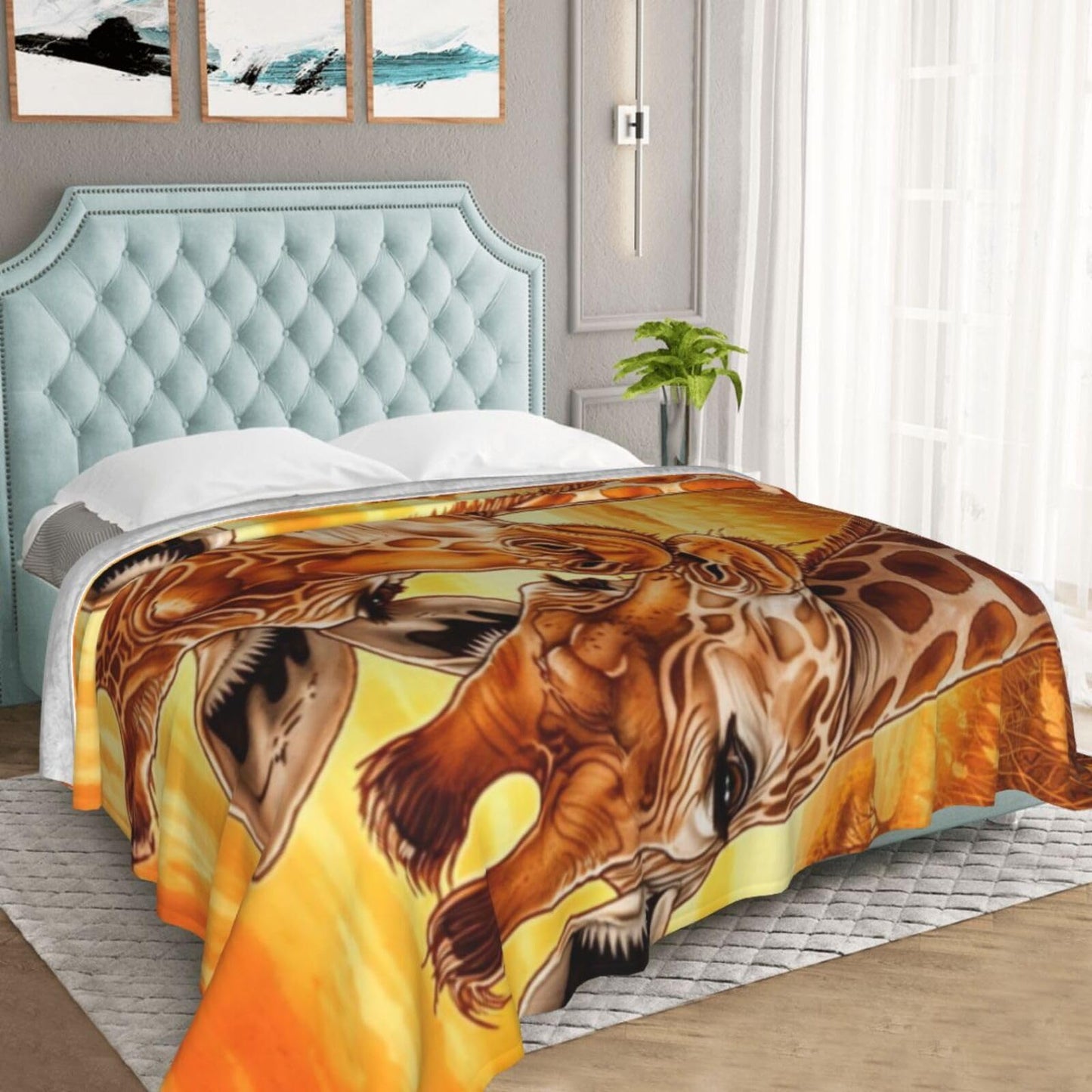 Cute Giraffe Blanket, Gifts for Women, Wildlife Soft Lightweight Throw Blankets for Kids, Travel Bed Living Room Decor, 50x60in