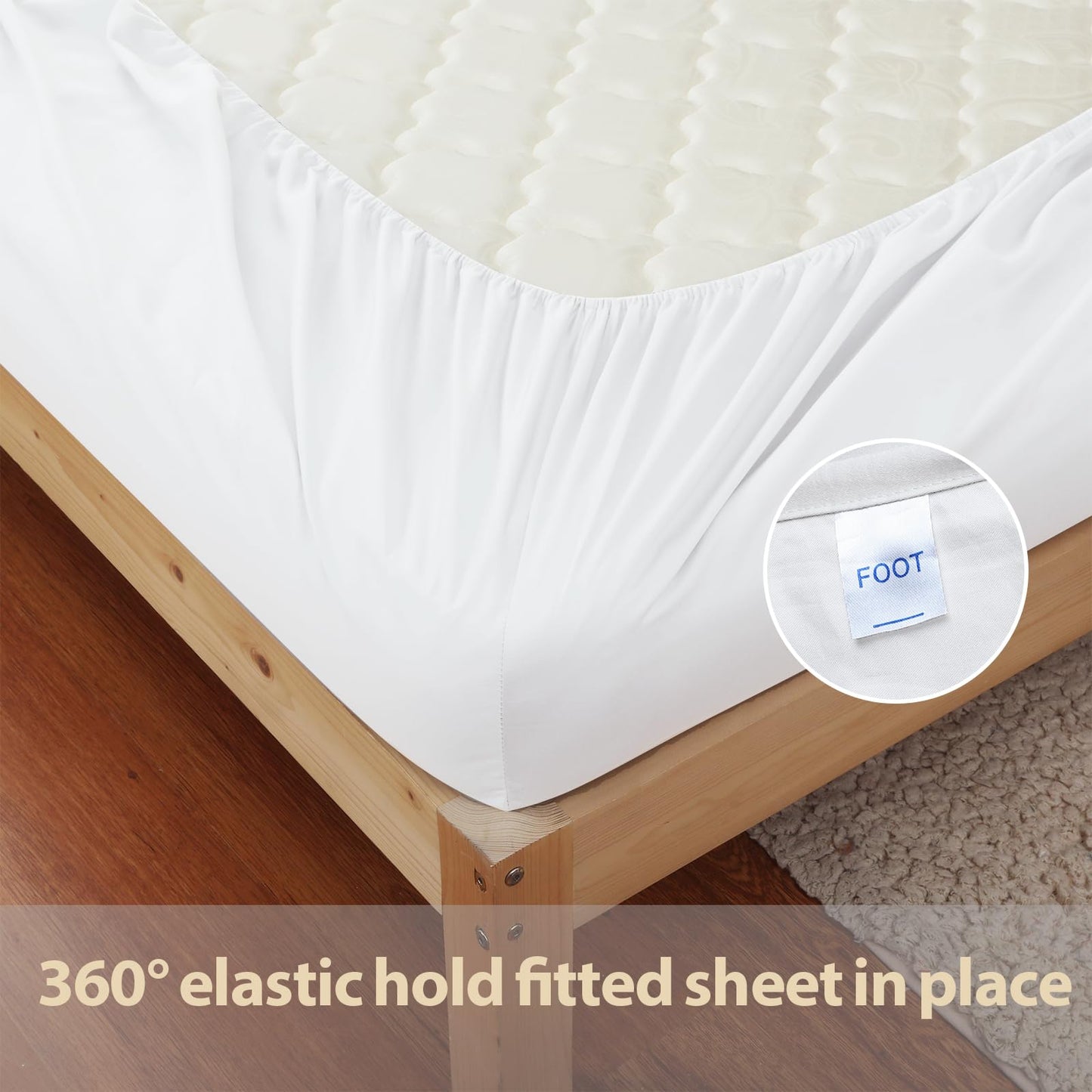 2 Pack Queen Fitted Sheets Only, 100% Egyptian Cotton, Super Soft 600 Thread Count Sateen, 16" Deep Pocket Bottom Sheets, Breathable Hotel Quality, Durable All-Around Elastic, White