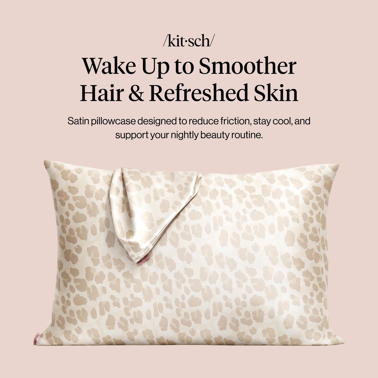 Kitsch Satin Pillowcase with Zipper for Hair & Skin - Softer Than Silk Pillow Cases, Smooth Cooling Satin Pillow Case, Wrinkle-Free, Machine Washable - Pillow Cases Standard Size 19x26 - Leopard
