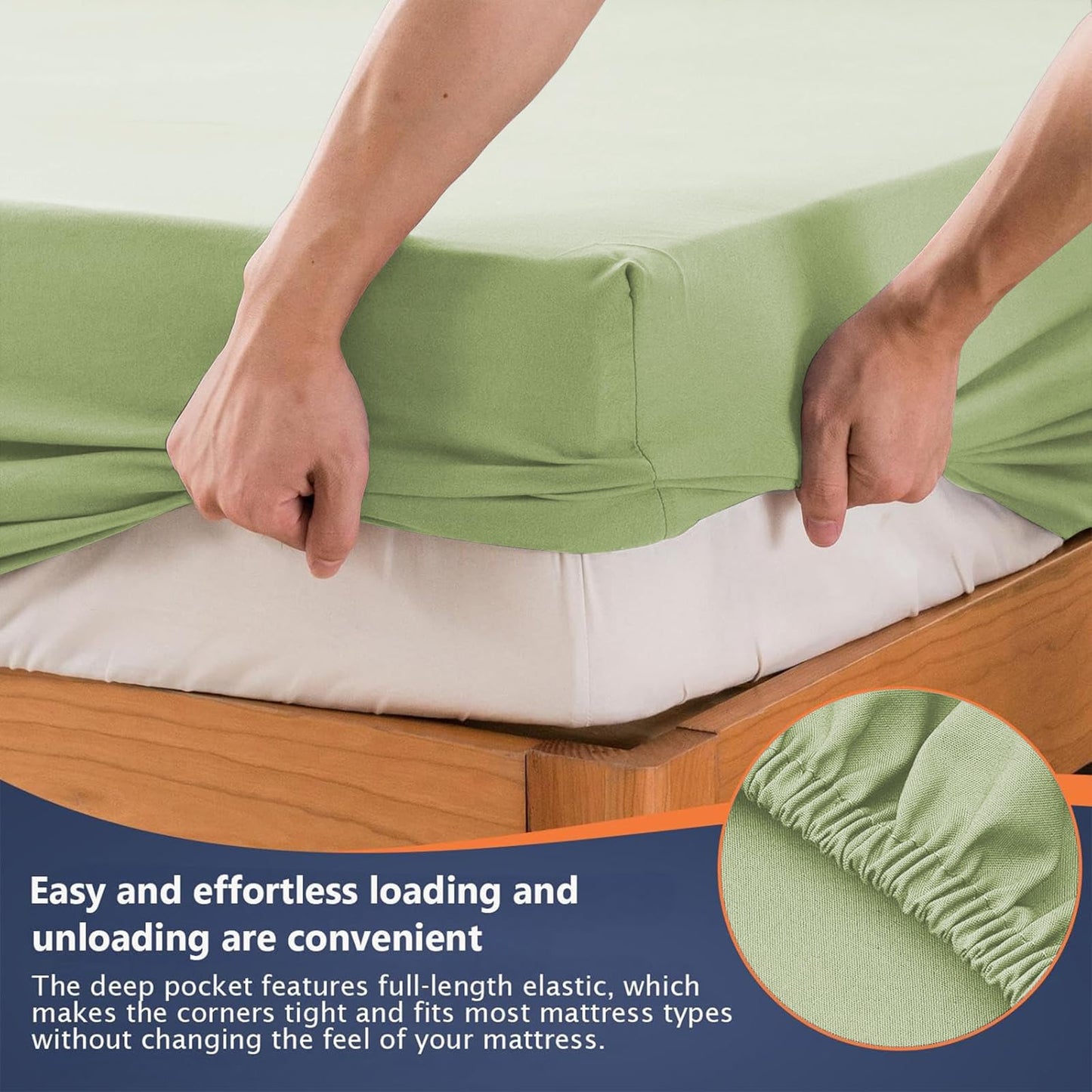 2 Pack Deep Pocket Fitted Sheet Queen Size - Pack of 2 Bed Sheets - Soft Washed Microfiber - Fits up to 16 inch Mattress - Breathable, Wrinkle Free, Fade Resistant,Easy Care (Sage Green,Queen)