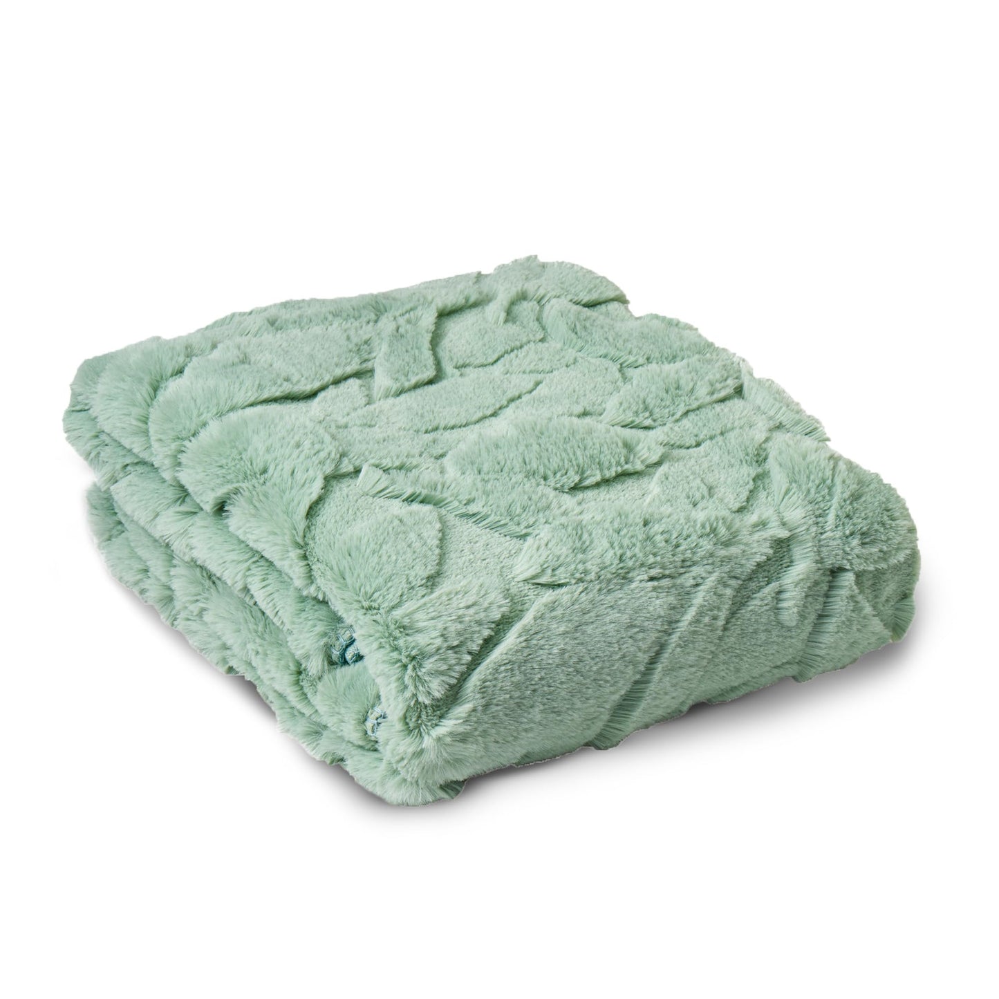 Northwest HGTV Luxuriously Soft Faux Fur Throw Blanket, Triple Jacquard Carved Design with Micro Mink Reverse, Plush Layer for Bed, Couch, Sofa, Living Room, Travel, or Gift, 50 x 70 inches, Green