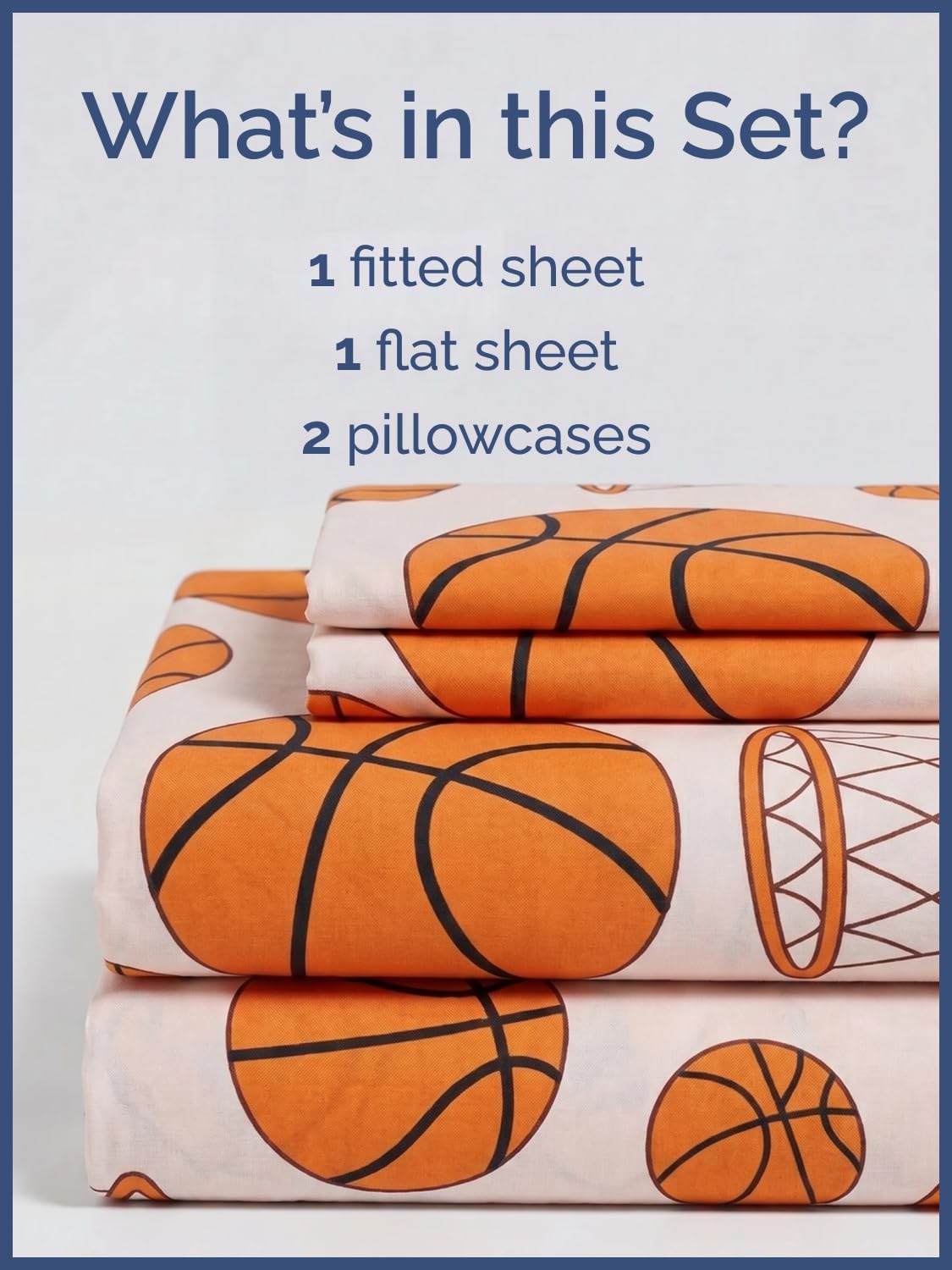 CGK Unlimited Kids Basketball Queen 4 Piece Sheet Set - Boys, Girls, Teens, Toddler - Easy Fit Deep Pockets - Soft, Cooling & Breathable Sheets - Cute, Cozy, Fade and Wrinkle Free - Machine Washable