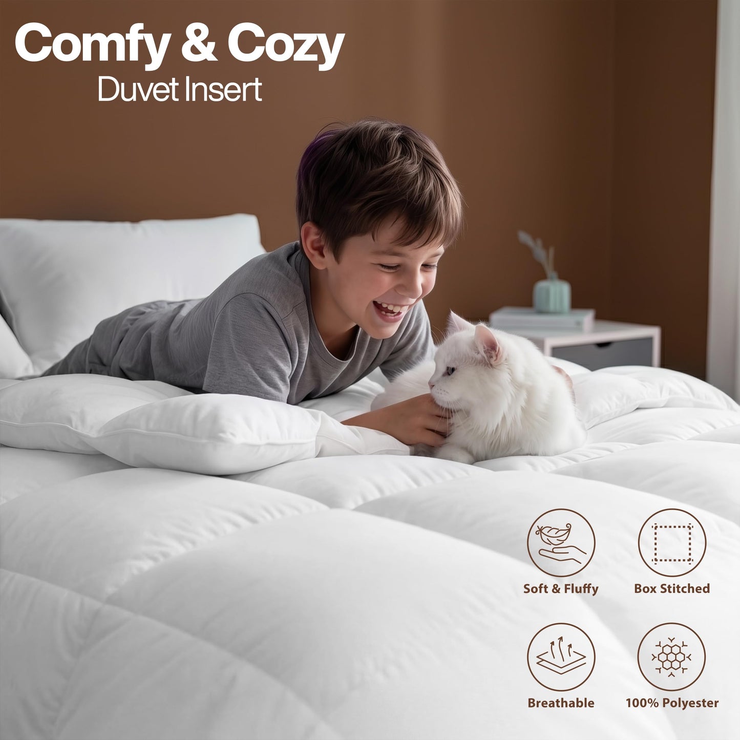Utopia Bedding Queen Comforter Duvet Insert, Quilted White Comforter with Corner Tabs, Box Stitched Down Alternative Comforters Queen Size 88 x 88 inches