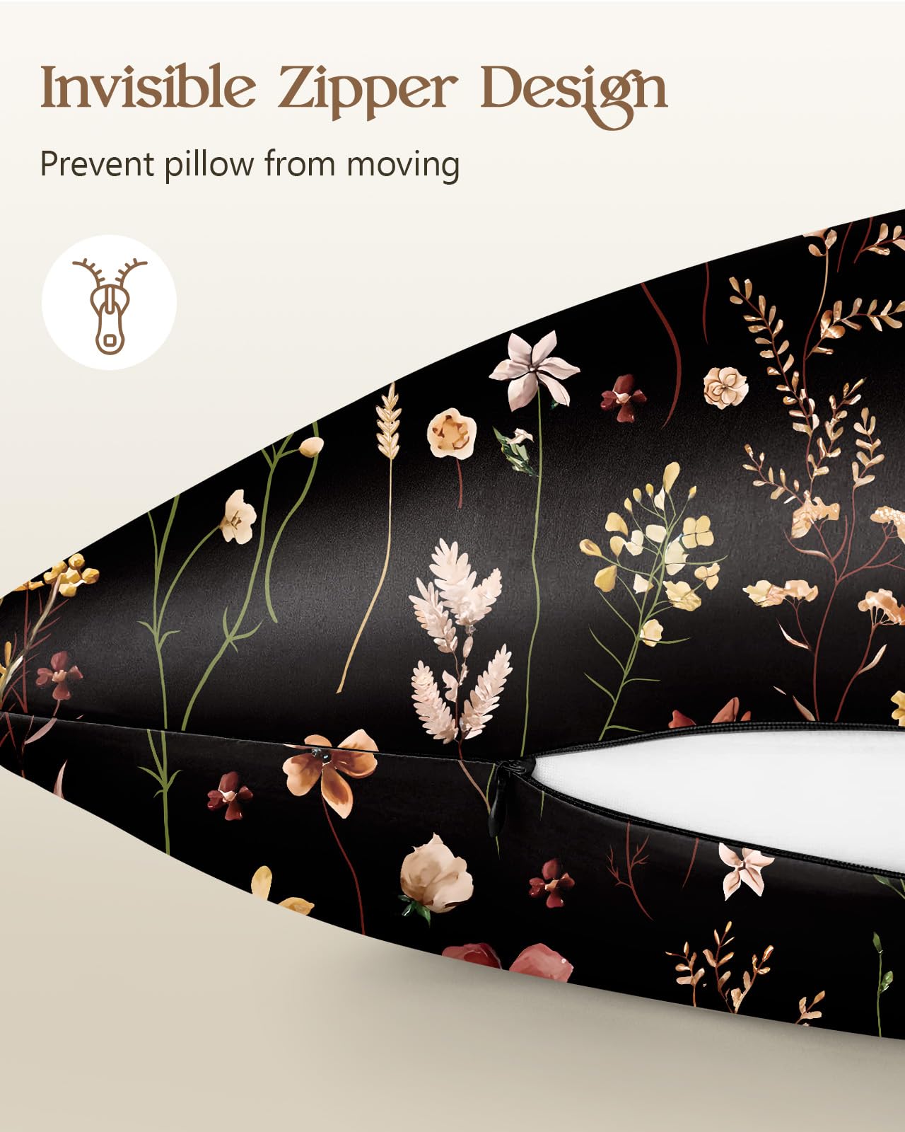 Miss Adola 2 Pack Mulberry Silk Pillowcase for Hair and Skin - Standard Size 20 x 26 Inches with Hidden Zipper BK Grow Flower 19 Momme Soft Sleeping Silk Pillow Case for Women, Moms