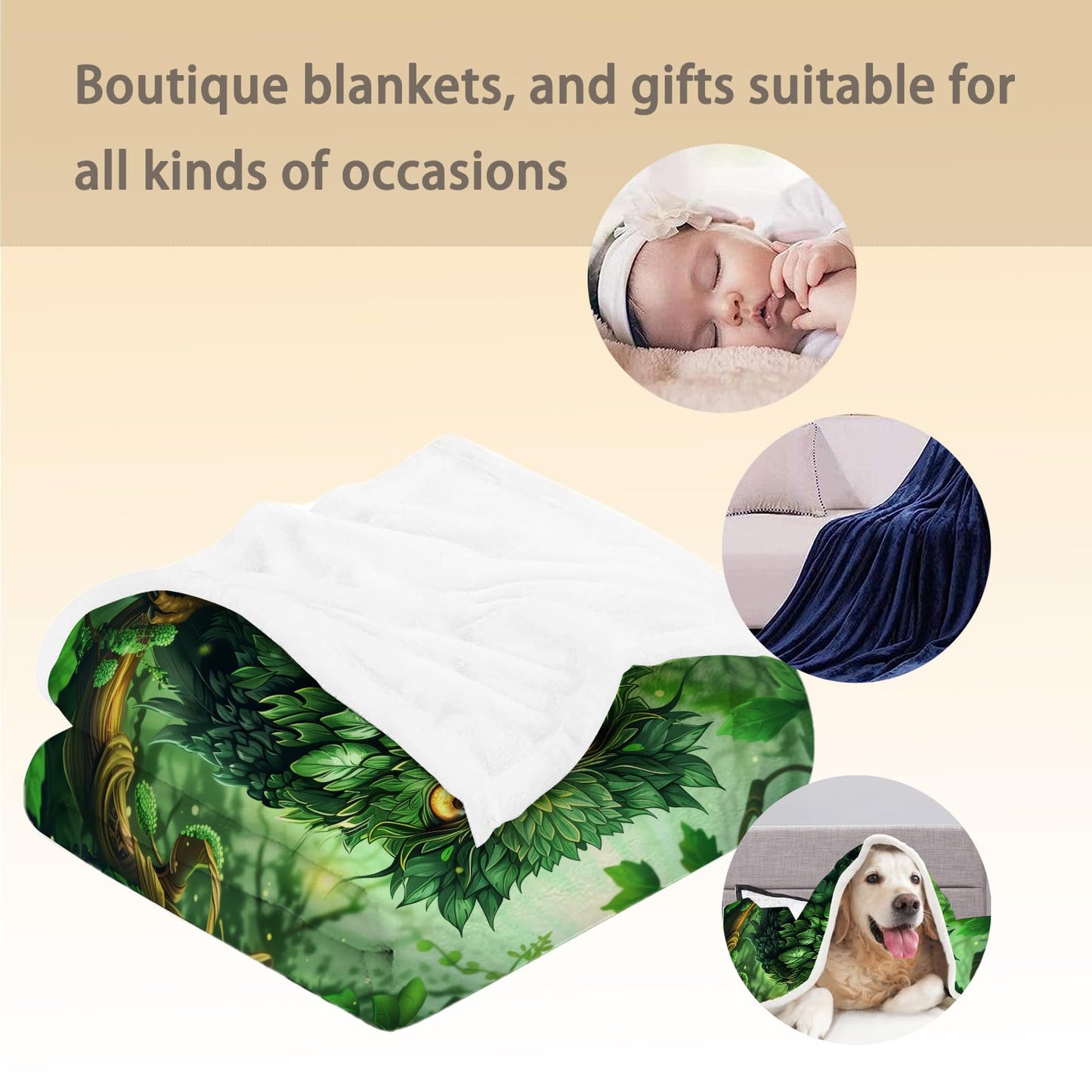 Ti Caldi Beautiful Owl in Forest Blanket, Soft Warm Lightweight Animal Flannel Throw Blanket for Couch, Bed, Travel & Outdoor, Cozy Fluffy Fuzzy Blankets for Women Men, Home Decor 60×50 in