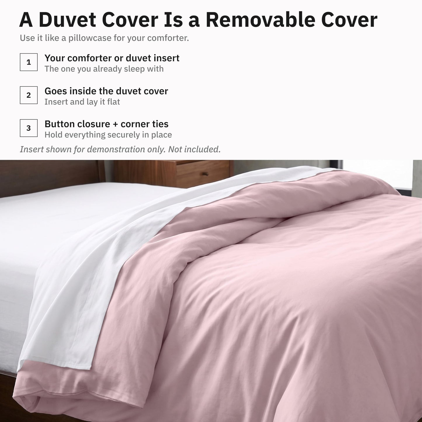 California Design Den Full/Queen Duvet Cover Only - Premium 400 Thread Count, Natural 100% Cotton Duvet Covers Queen, Soft Sateen Weave, Button Closure and Corner Ties - Pink