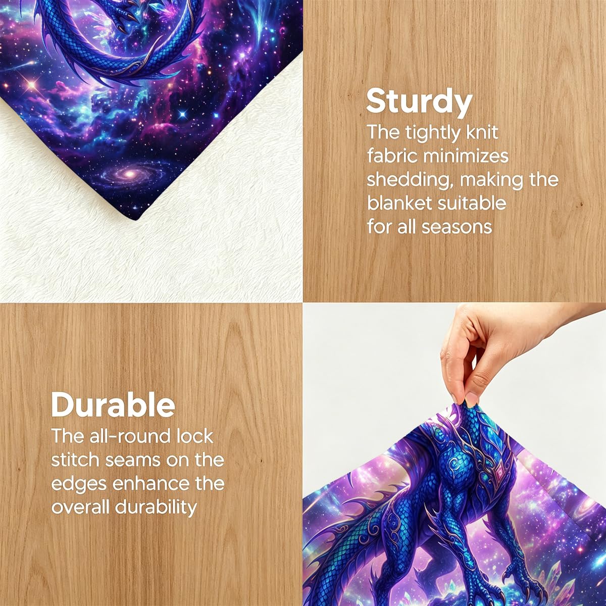 Yujiiso Cosmic Galaxy Dragon Blanket, Soft Flannel Fleece Throw 50" x 60"
