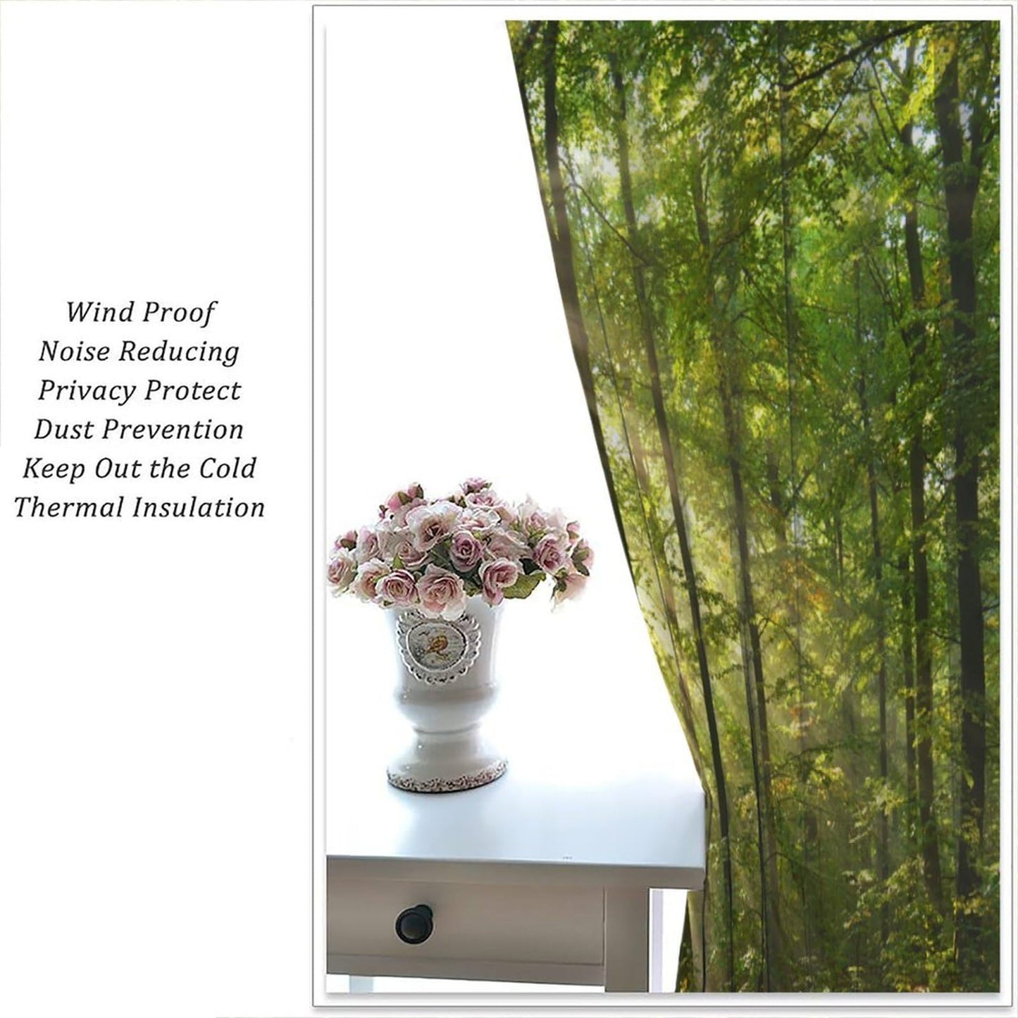 UFUH Nature Landscape Blackout Curtains,Spring Jungle Summer Sunshine Forest Land Scenery Window Treatments for Bedroom Living Room Kitchen,2 Panels Set Total Size 42 x 45 Inch