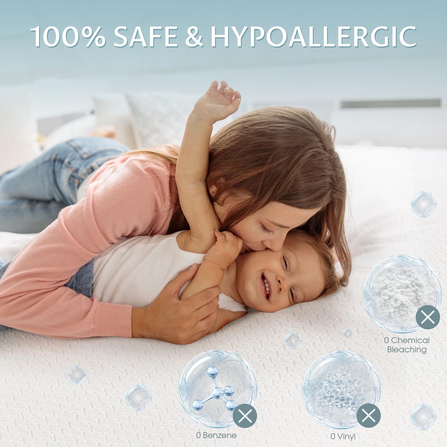 Reaks Twin Size Bed Waterproof Fitted Mattress Protector-Cooling Mattress Pad Cover with Deep Pocket Up to 15''