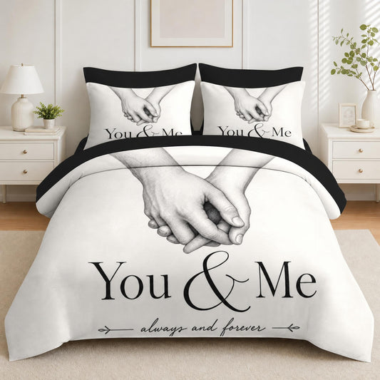 Boewywh Comforter Set Twin Size Anniversary Wedding Love 7 Pcs, Bedding for Kids and Adults, Bed Sheet Sets with Fitted Sheet 2 Pillowcases & 2 Shams for Bedroom Bed Decor