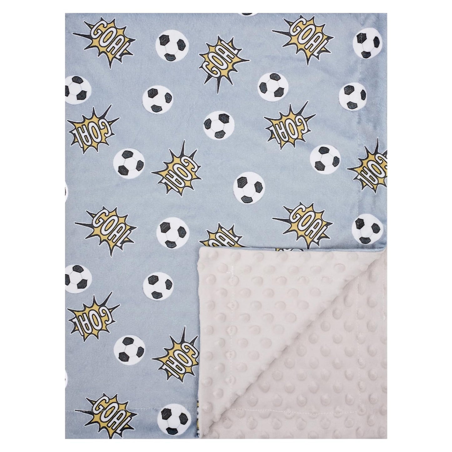 Baby Blanket for Boys Girls Super Soft Double Layer Minky with Dotted Backing Cute Cow Crib Receiving Blanket Bed Throws for Newborns Nursery Stroller Toddler 30 x 40 Inch (Grey Soccer)