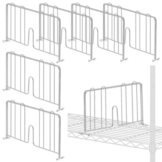 MorningRo 6 Pcs 24" W X 9" H Wire Shelf Divider Chrome Plated Steel Wire Rack Divider for Shelving Metal Accessories for Bathroom Kitchen Office Pantry Room Storage Organization, Silver