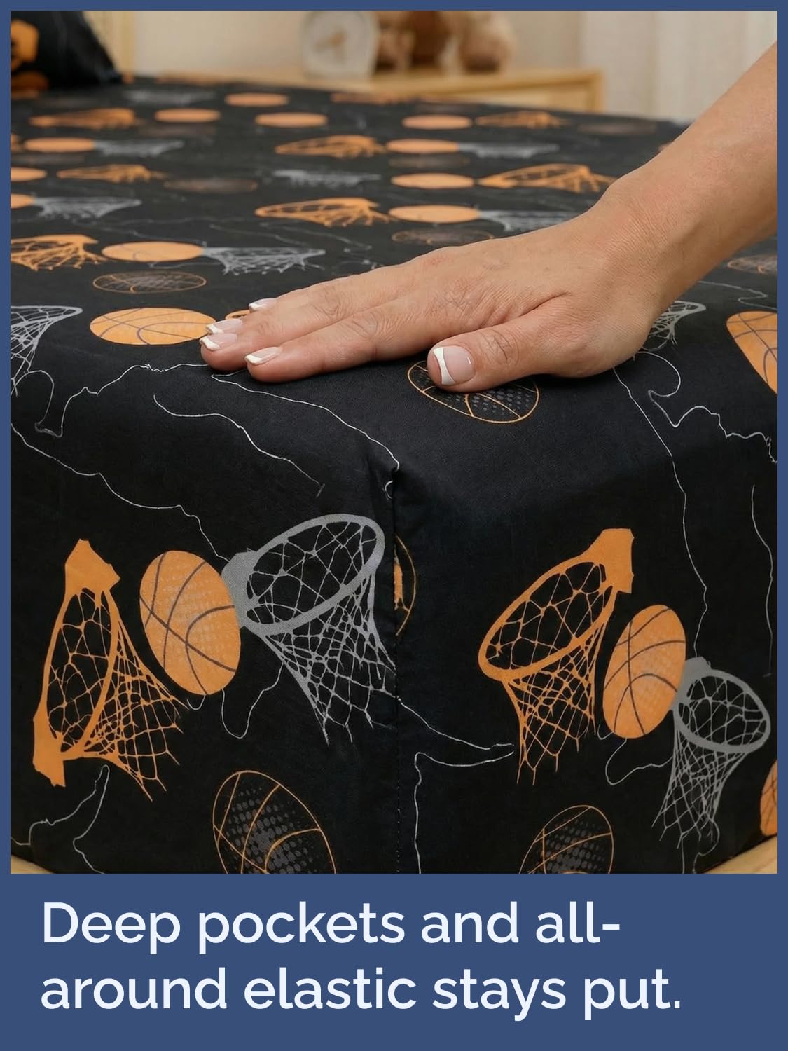CGK Unlimited Kids Halloween Hoops Twin 3 Piece Sheet Set - Boys, Girls, Teens, Toddler - Easy Fit Deep Pockets - Soft, Cooling & Breathable Sheets - Cute, Cozy, Fade & Wrinkle Free - Machine Washable