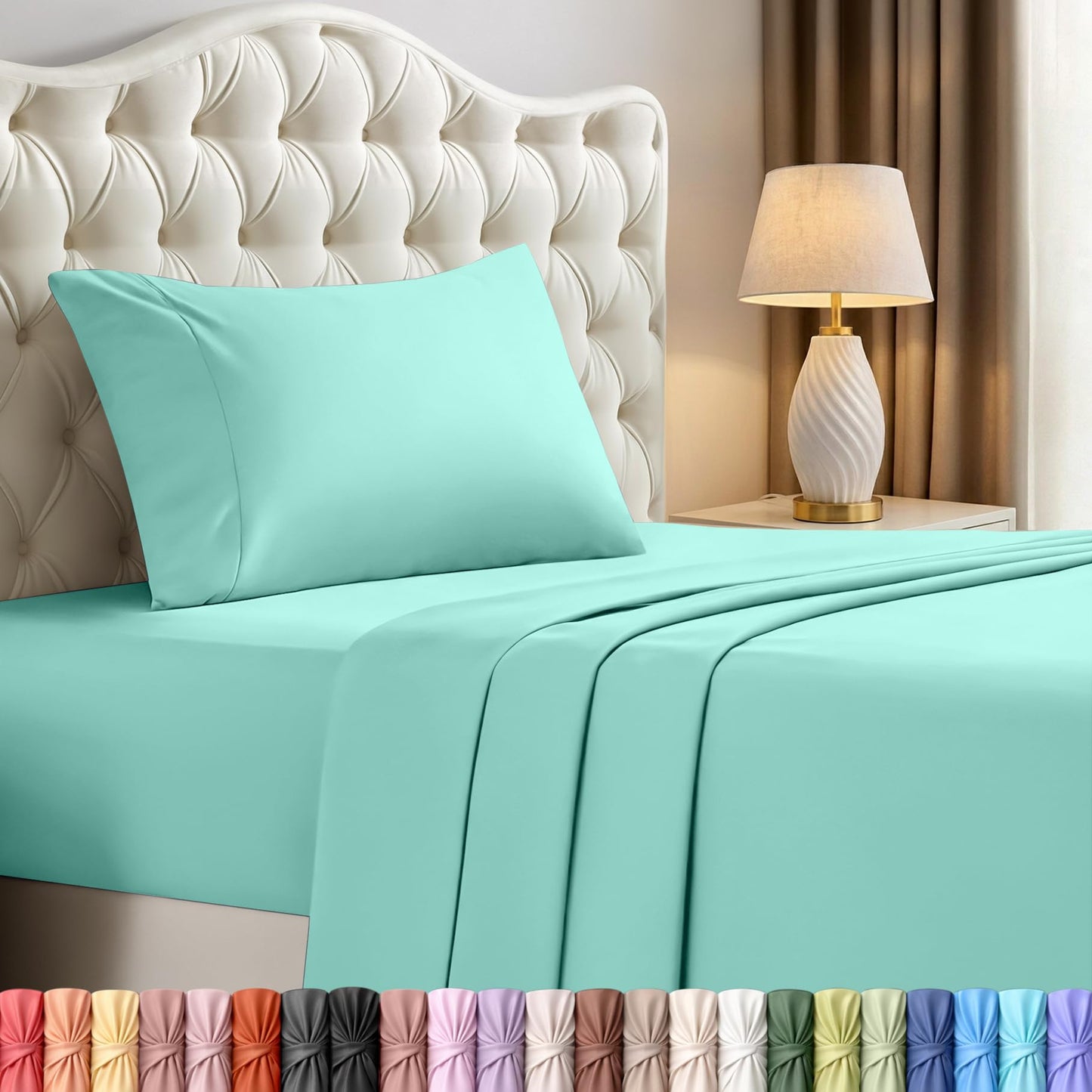 Utopia Bedding Twin Sheet Set – 3 Piece Bed Sheets for Twin Size Bed, Soft and Breathable Microfiber, Includes 1 Fitted Sheet, 1 Flat Sheet and 1 Pillowcase – Oeko Tex (Spa Blue)