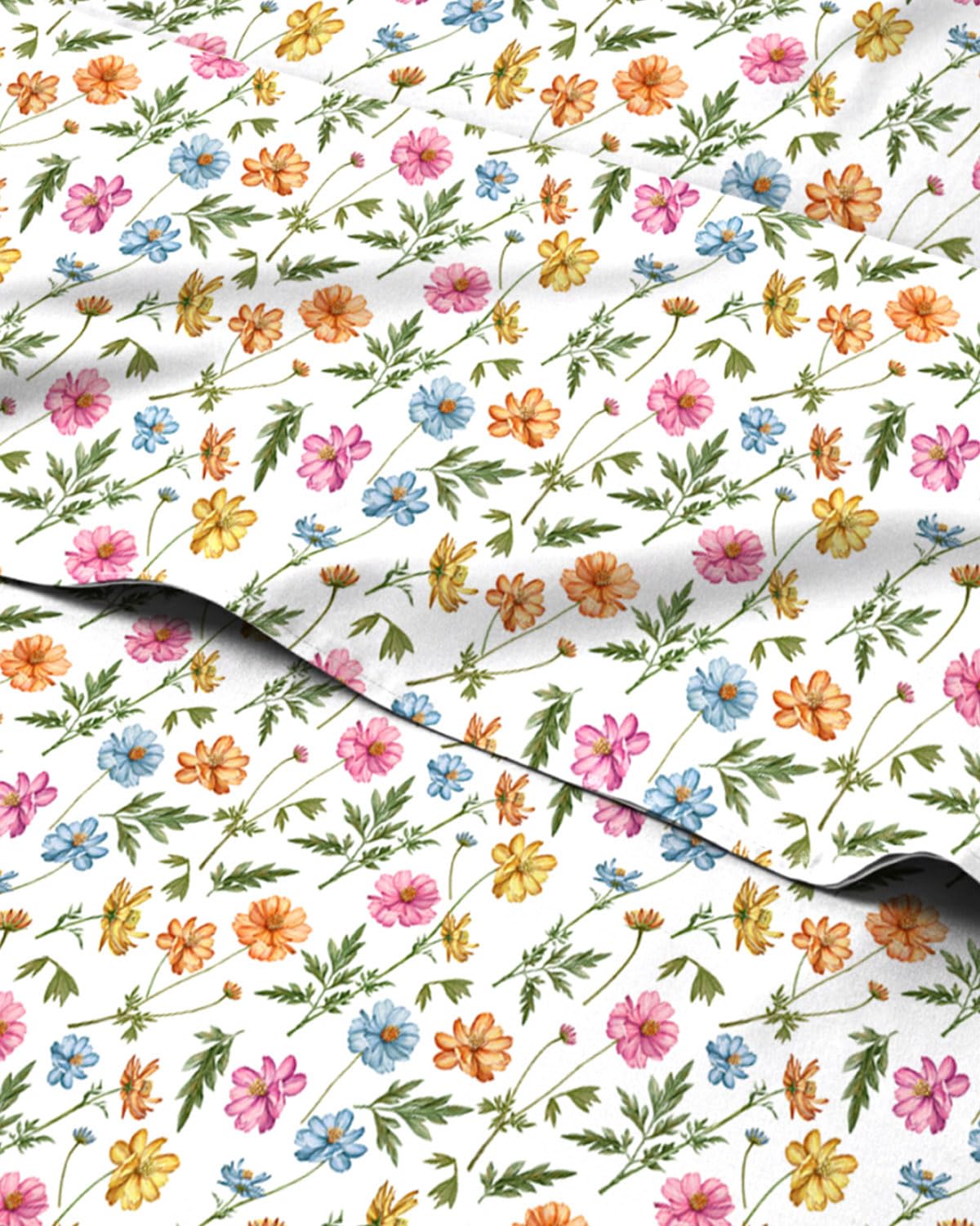 Floral Sheets - Flower Print Bed Sheet Set - 1 Flat, 1 Fitted & 2 Pillowcases w/ Deep Pockets - Comfy, Cozy, Wrinkle & Fade Free - Boho Botanical Bedding - Soft, Breathable & Cooling - Full Size Set