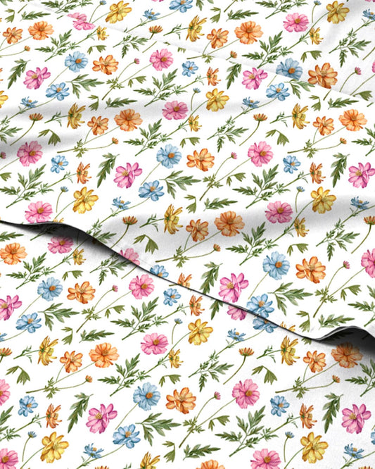 Floral Sheets - Flower Print Bed Sheet Set - 1 Flat, 1 Fitted & 2 Pillowcases w/ Deep Pockets - Comfy, Cozy, Wrinkle & Fade Free - Boho Botanical Bedding - Soft, Breathable & Cooling - Full Size Set