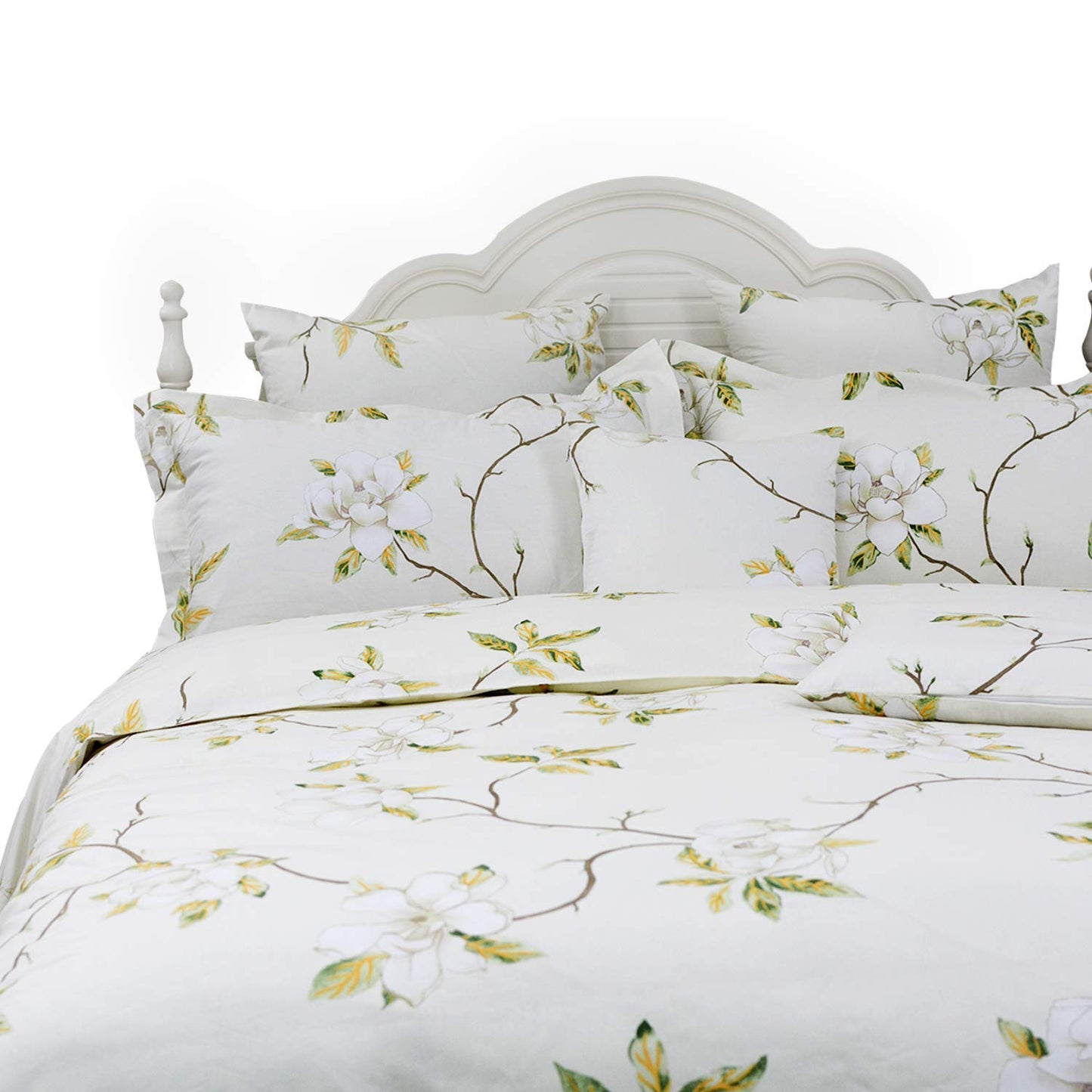 FADFAY White Floral Duvet Cover Set 100% Cotton Farmhouse Bedding with Hidden Zipper Closure 3 Pieces, 1duvet Cover & 2pillowcases,King/California King Size