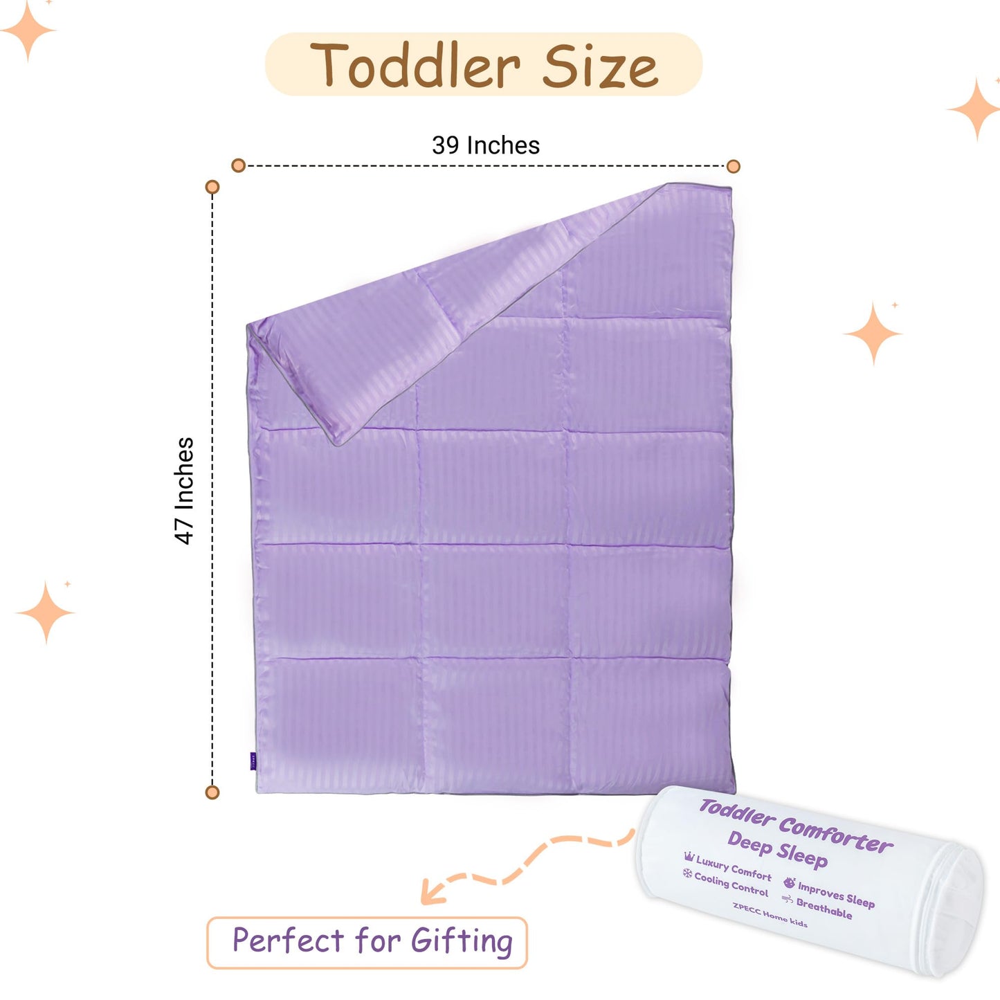 ZPECC Toddler Down Alternative Comforter, 39x47 Hypoallergenic Baby Blanket Quilt, Soft Breathable Lightweight All Season Kids Duvet Insert for Crib Stroller Cot Daycare, Purple Stripe