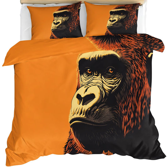Gorilla Comforter Cover Twin Size, Gorilla Duvet Cover Animal Bedding Set 3 Piece with 2 Pillow Sham with Zipper Closure 68" x86"