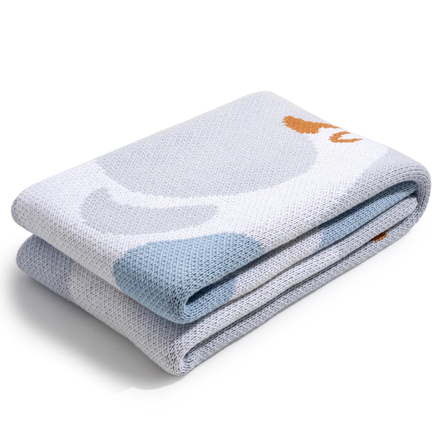 tweezi 100% Organic Cotton Baby Blanket – Soft Knitted Breathable Swaddle Blanket for Crib & Stroller - Newborns, Infants & Toddlers – Hypoallergenic High Density Cotton Knit, 47x32 in (Goose, Blue)