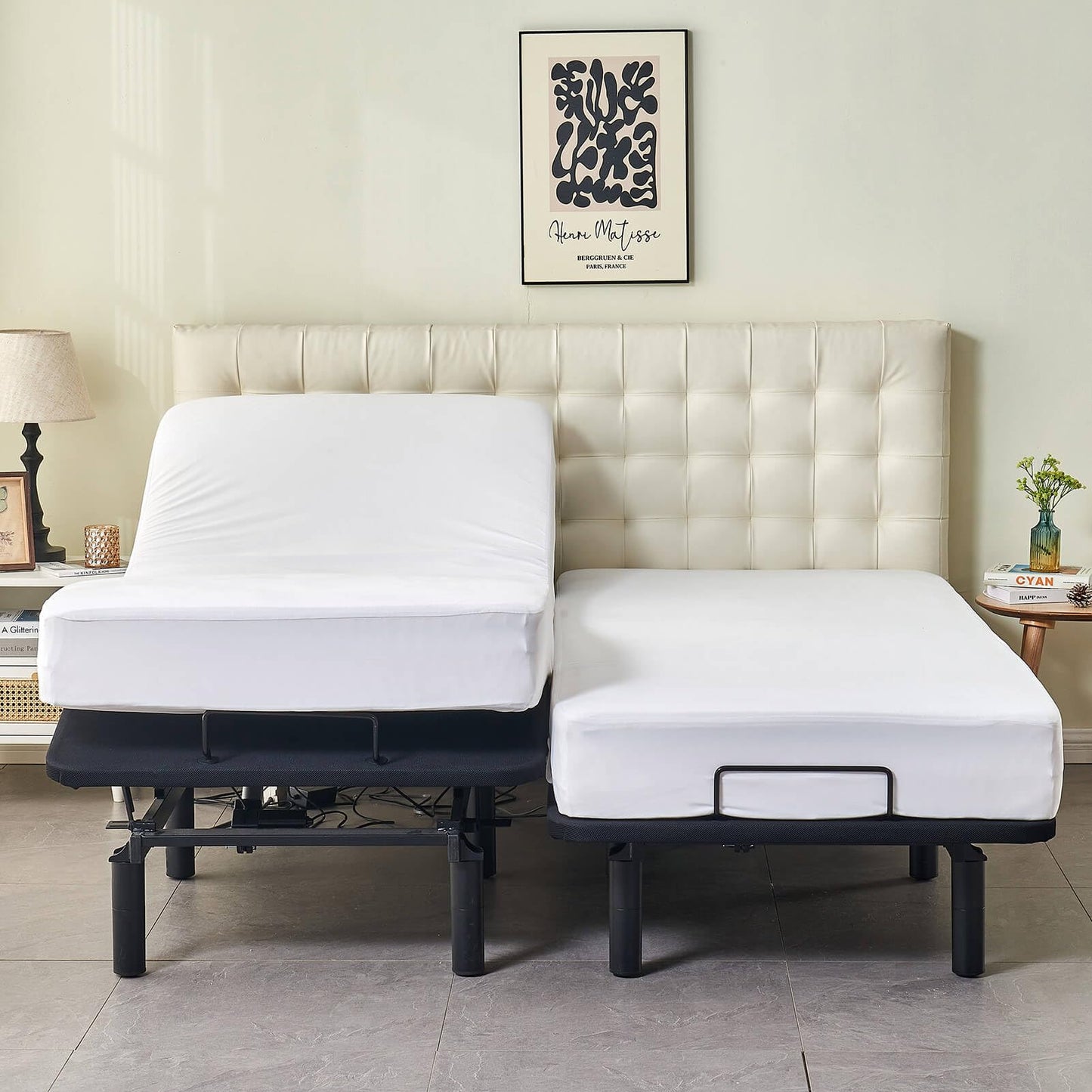 Kingnex Waterproof Split King Mattress Protector for Adjustable Beds Soft Cooling Bamboo Viscose Jersey Fitted Matress Cover