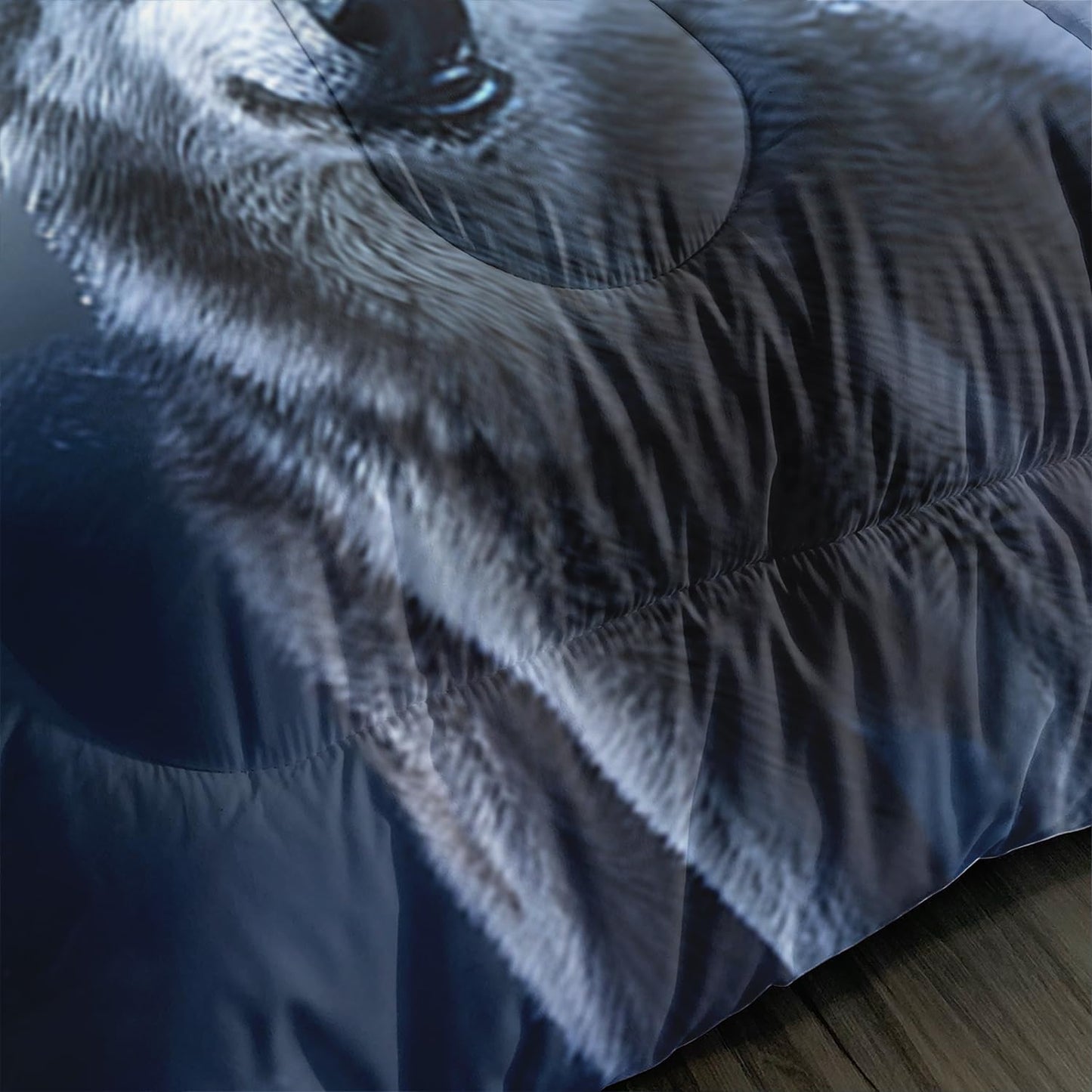 AILONEN Boys Bedding Set - Wolf Printed Comforter Set, Queen Size, 3Pcs Safari Wolves Duvet Set, 1 Quilt and 2 Pillowcases