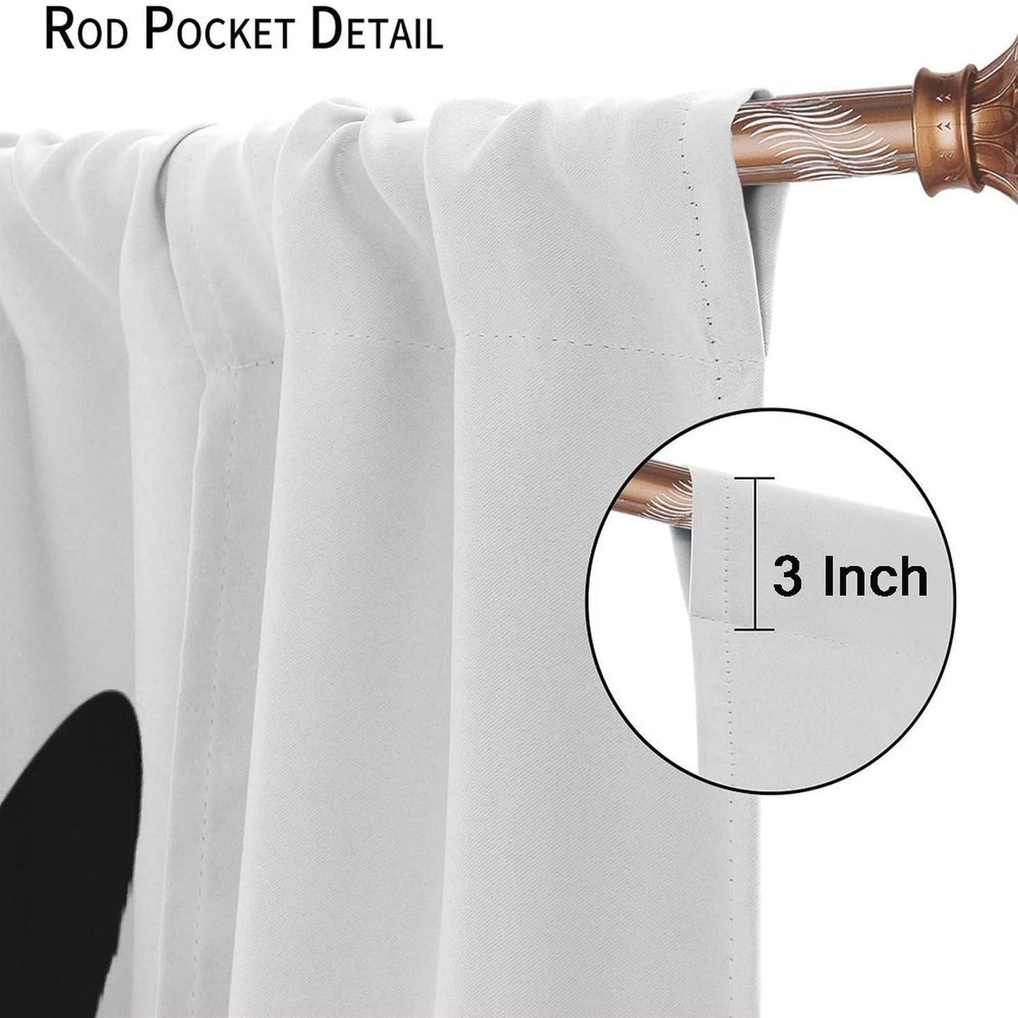 JADERYS Funny Cat Curtains Cartoon Cute Pet Animal Black Cat White Blue Bedroom Living Room Bathroom Blackout Rod Pocket Decoration Window Drapes 2 Panels W21xL45in