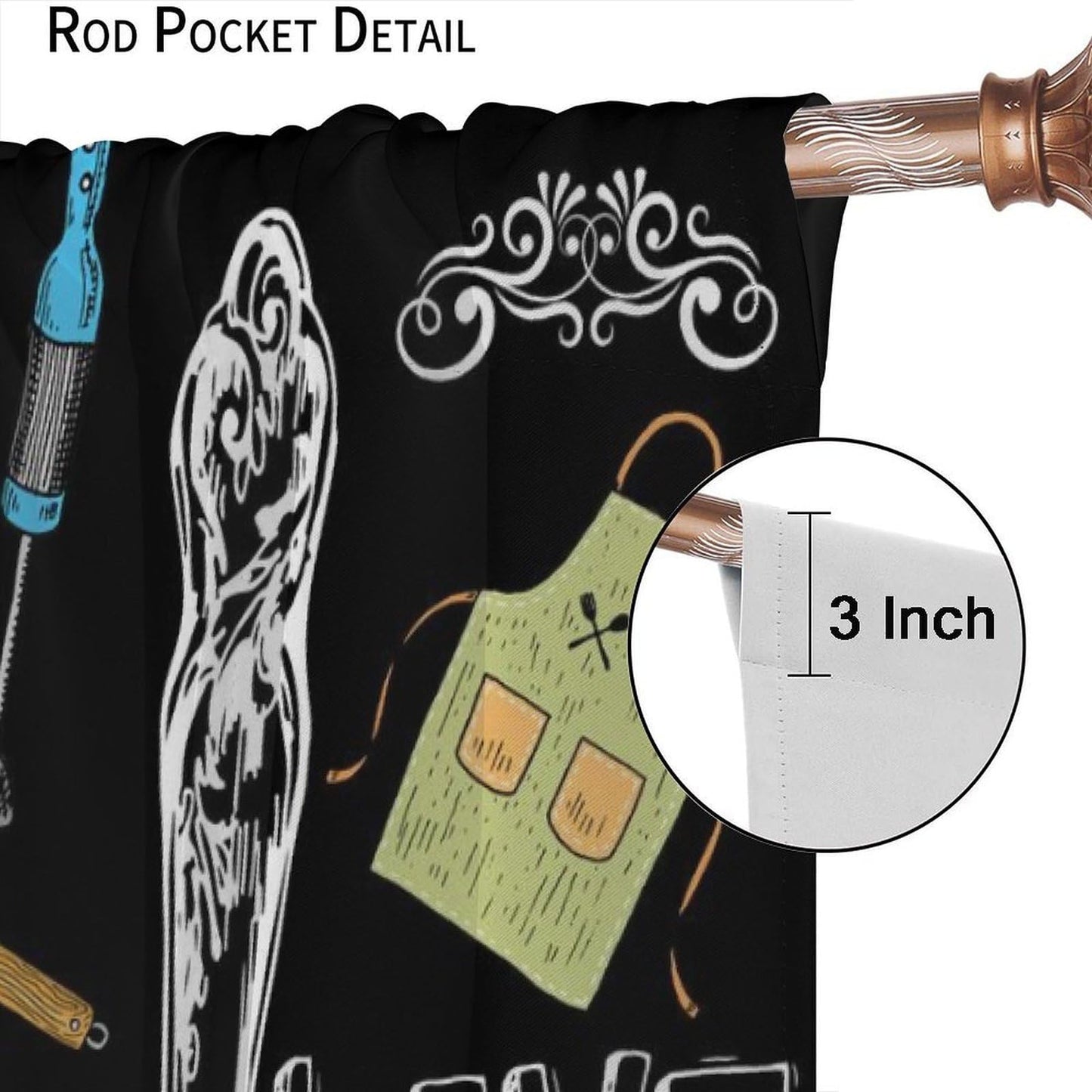Djaby Farmhouse Retro Kitchen Curtains, Vintage Fork Spoon Cook Theme Cafe Window Treatment Drapes for Bedroom Living Room Dining Room 42" W X 45" L(No Blackout)