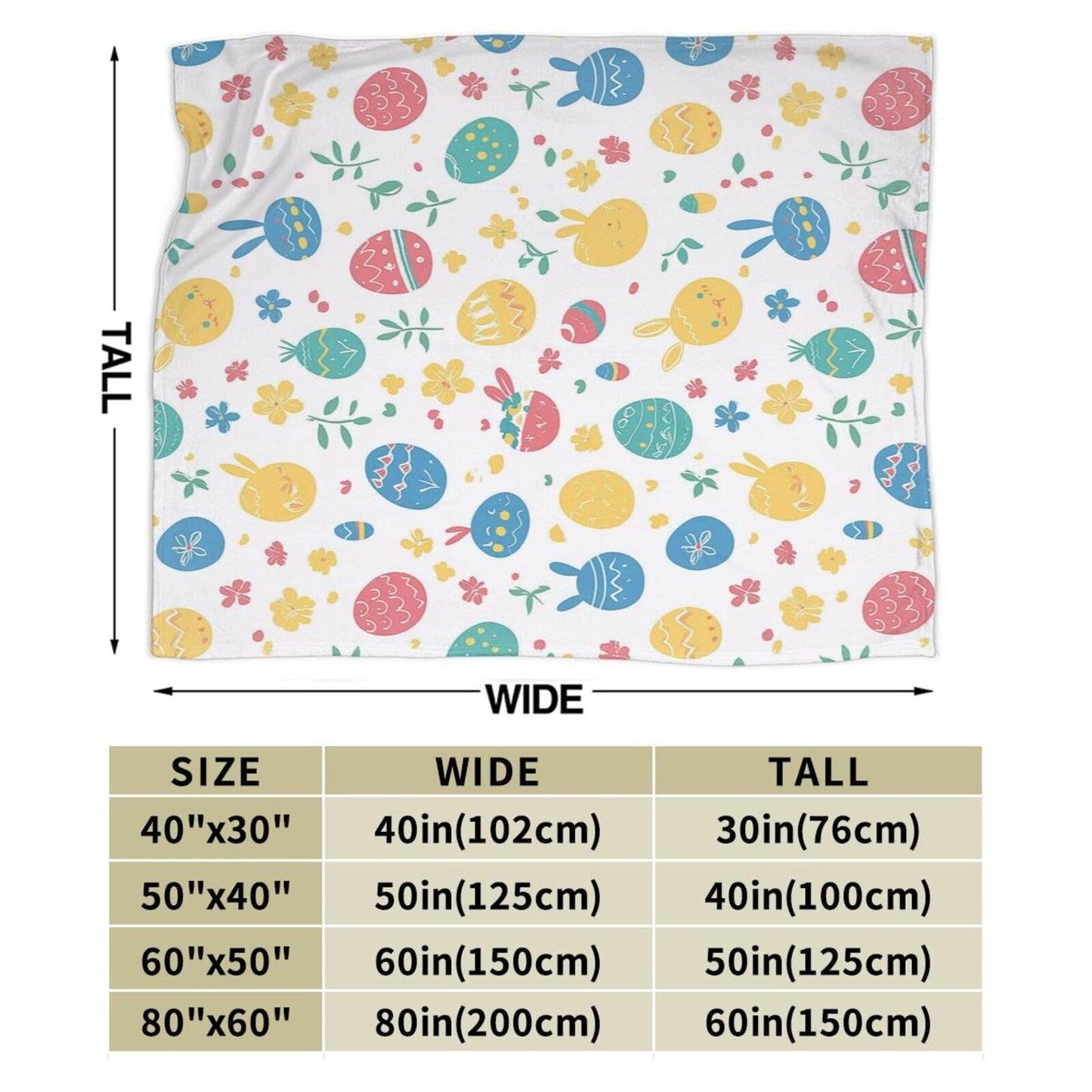 Easter Eggs Bunny Throw Blanket Soft Lightweight Flannel Fleece Blanket 50"X40" for Bed Sofa Couch Camping Travel