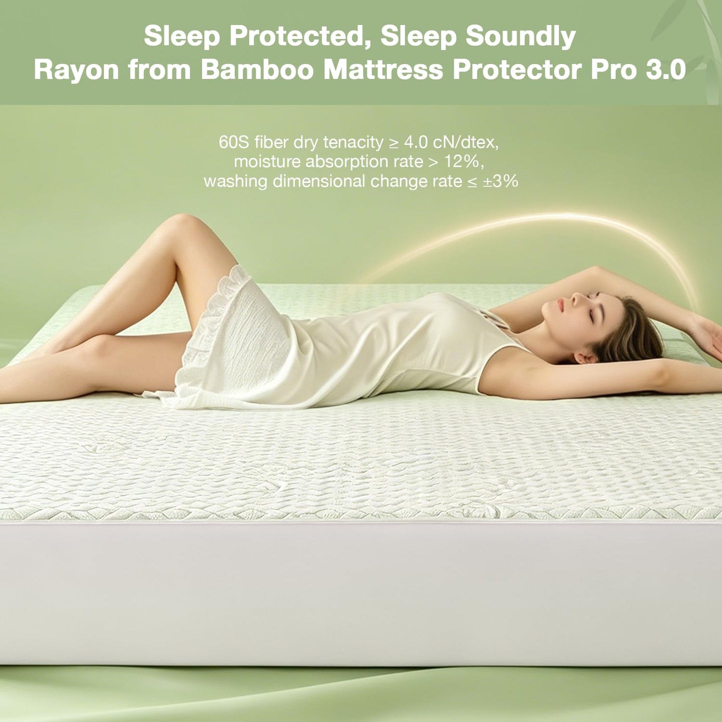 Twin XL Waterproof Mattress Protector Washable Mattress Padded Cover Rayon Bamboo Fitted Bed Protection Noiseless Plastic Back School Bed Pad Deep Pocket Up 18“ Soft&Breathable for College Dorm