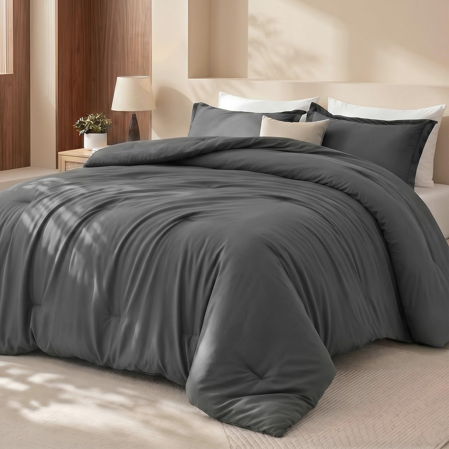 Queen Comforter Set 3 Piece Grey by Utopia Bedding, Comforters Queen Size, Bedding Comforters Sets, Down Alternative Soft Bed Set, 1 Comforter (88 x 88 inches) 2 Pillow Shams (20 x 26 inches)
