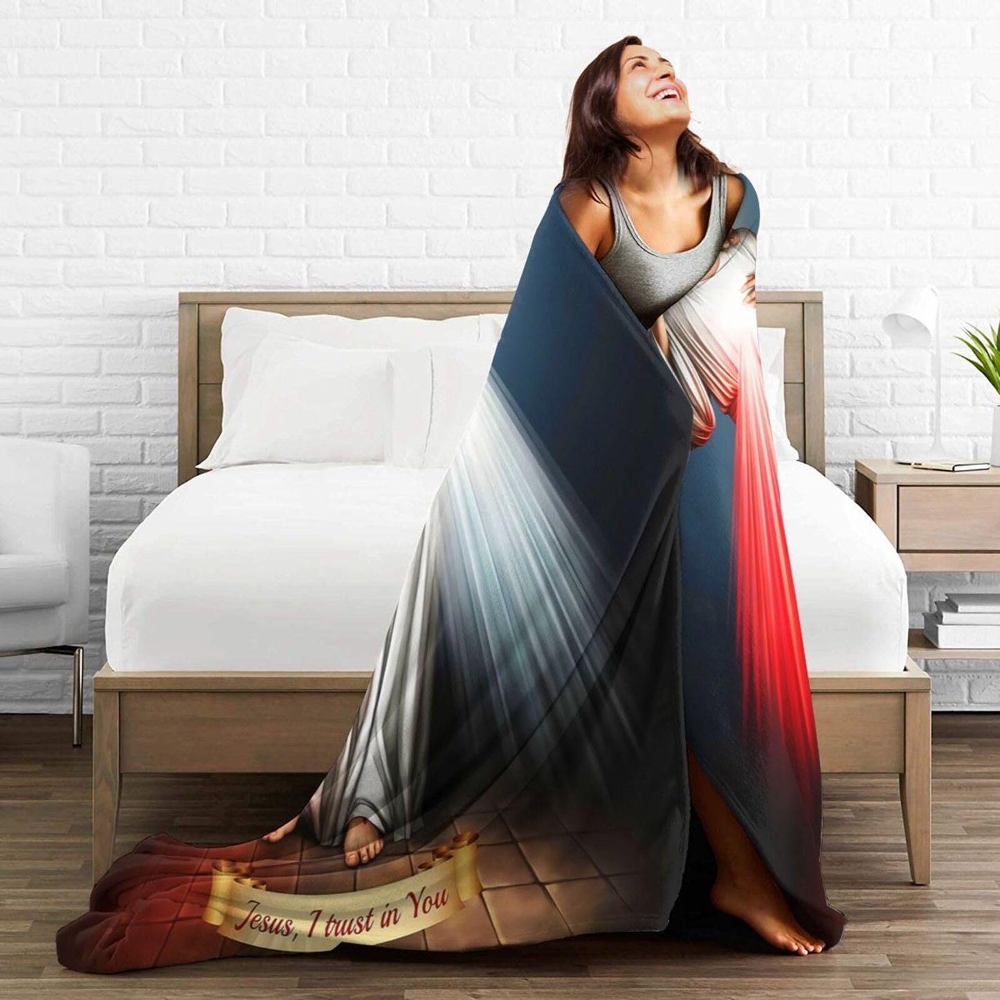 Jesus Catholic Gifts Throw Blanket Ultra-Soft Micro Fleece Divine Mercy Blanket Religious Christian Gifts for Women Blanket for Bed Couch Living Room 50" x 40"