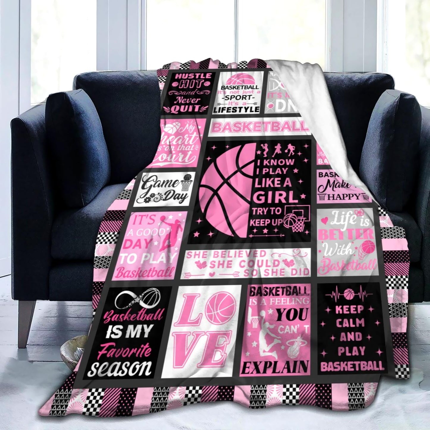 Basketball Blanket for Girls Basketball Gifts for Kids Stuff Basketballs Blankets Throw Bedding Basket Ball Gifts for Women Adults Basketball Lover Room Decor Birthday Party Decorations 50"X40"