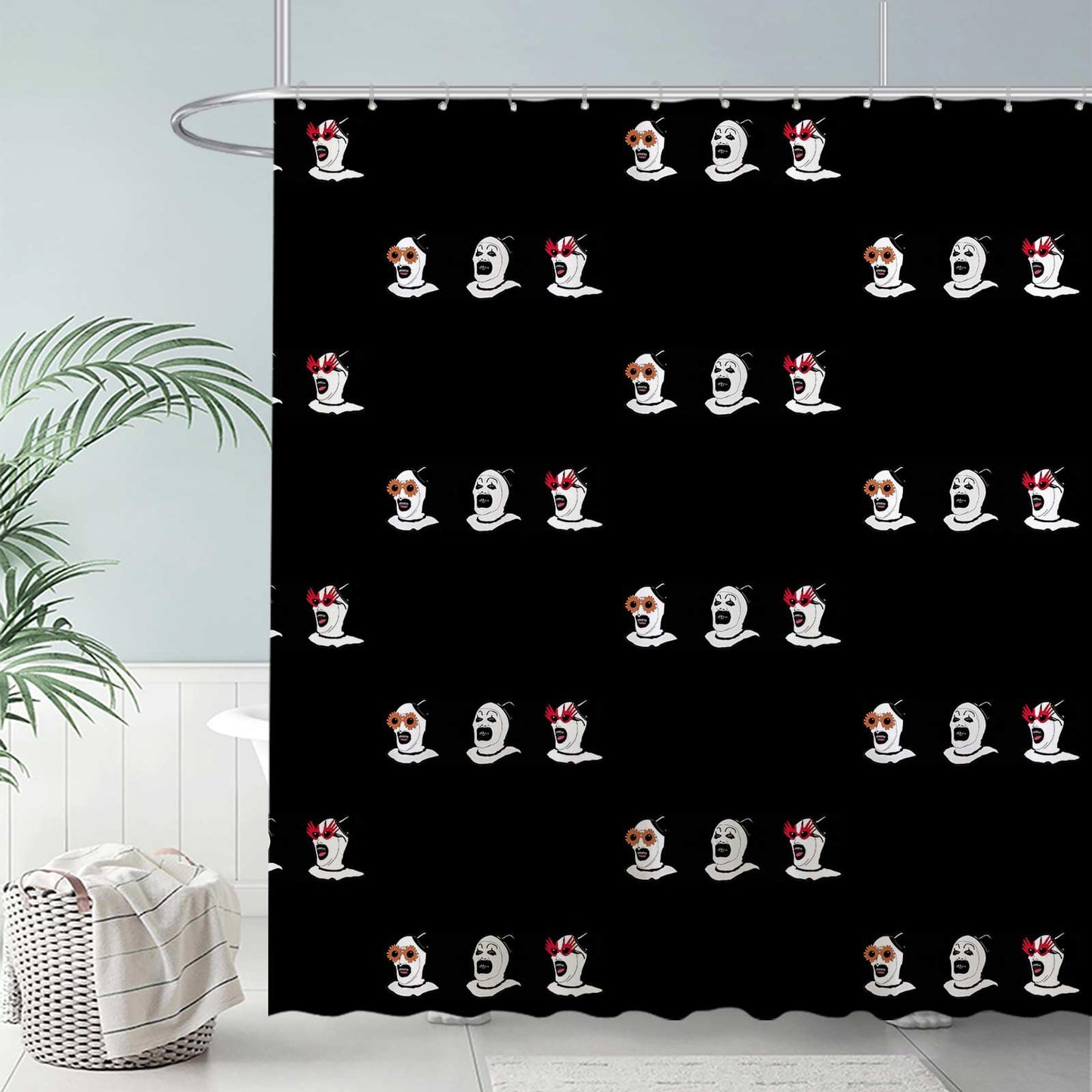Funnytree Nightmare Clown Shower Curtain, The Horror Show Bathroom Decor, Waterproof Fabric Durable Easy Care Washable, 72"X72"(Hooks Not Included) SC00202-002