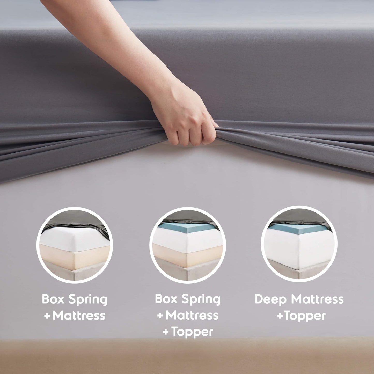 Nestl Extra Deep Cal King Sheet Set - 6 Piece Breathable & Cooling Sheets - Hotel Luxury Bedding Set w/18-24 Inch Deep Pockets - Easy & Secure Fit - Super Soft, Wrinkle Free & Comfy - Dark Gray