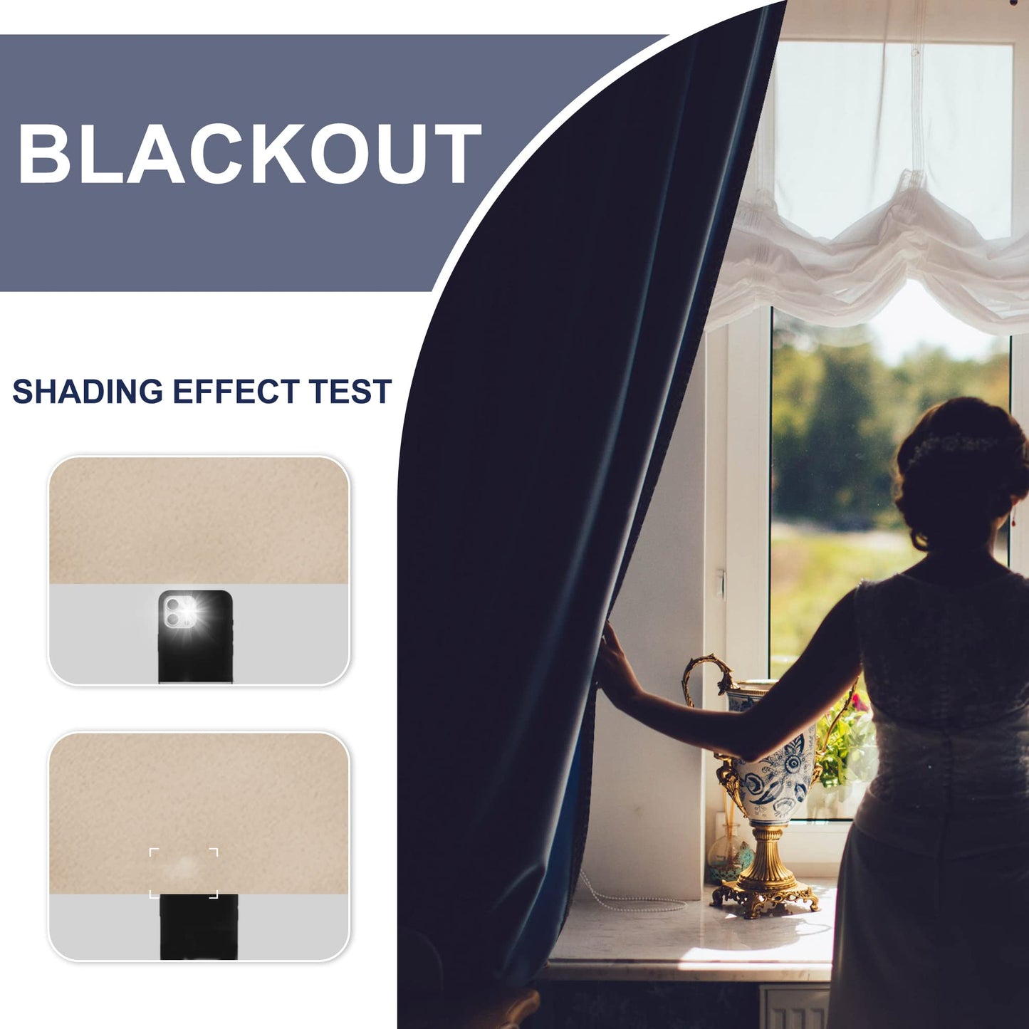 JIUZHEN Blackout Curtains for Bedroom– Thermal Insulated,Noise Reducing Room Darkening Rod Pocket Curtains for Living Room, Set of 2 Panels with Tiebacks, 42 x 63 inch Long, Beige