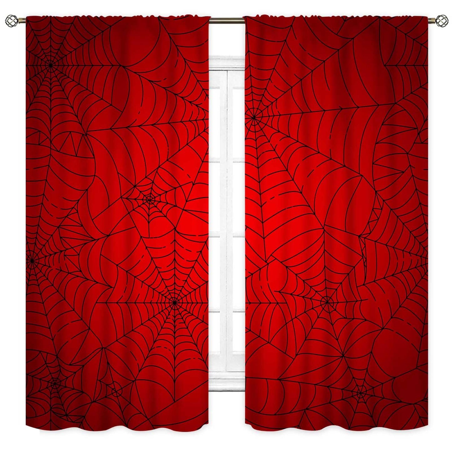 TKUYO Super Hero Spider Curtains, Red Superhero Spider Web Boys Curtains for Kids Baby Room Living Room Bedroom Nursery Playroom Blackout Drapes 2 Panel Sets, 42"x45" Inch