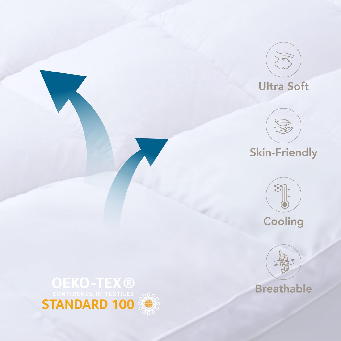 Epitex Mattress Topper Queen Size, Extra Thick and Plush Pillow Top Mattress Pad for Back Pain, Support and Breathable Cotton CoverMattress Pad with 16'' Deep Pocket Design, Skid-Proof Bottom, White