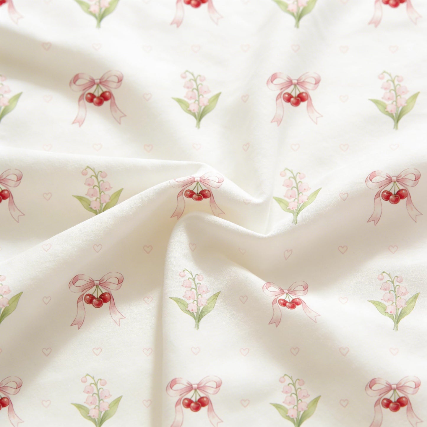 Pink Duvet Cover Queen Size Floral Bow Cherry Printed on White Duvet Cover Set Love Pattern Bowknot Heart Spring Romantic Green Botanical Princess Kawaii Soft Microfiber Bedding Set Kids Boys Girls
