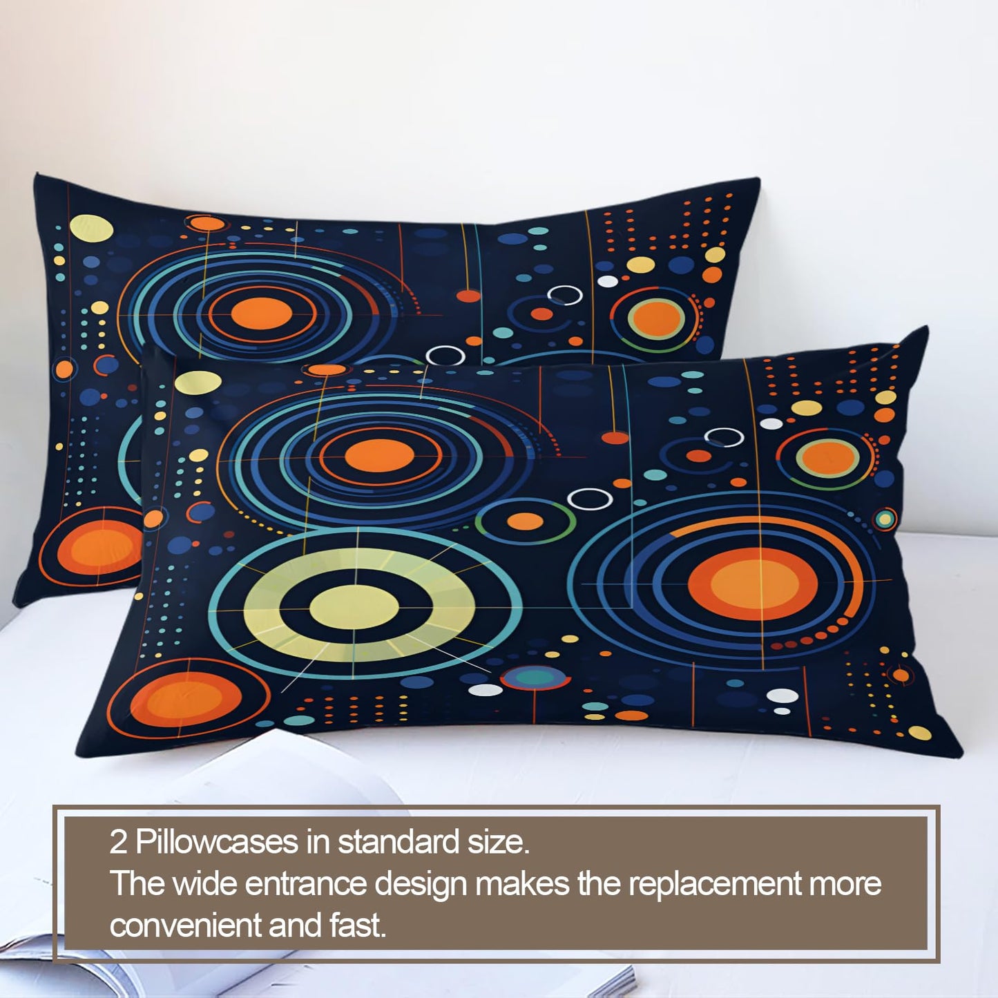 QINYUN Abstract Starry Sky Duvet Cover California King, Solar System Space Bedding Set 3 Piece Bedroom Decor Deep Blue Comforter Cover and 2 Pillow Sham with Zipper Closure