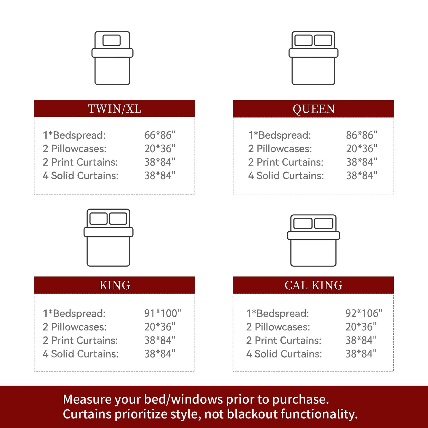 Deepsleep Queen Bedspread Set 9 Pieces, All Season Luxury Bed in a Bag for Bedroom, with 2 Pillowcases and 6 Curtains, Ultra-Soft Microfiber for Complete Bedroom Decor, Red and White Floral