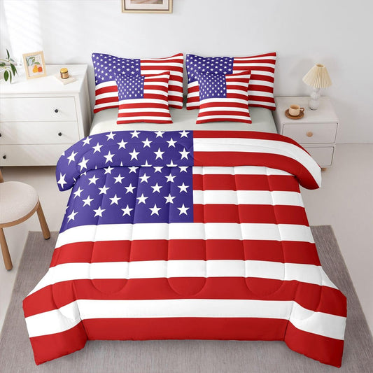 Feelyou American Flag Comforter Set with Sheets 7 Piece King Size World Countries Bed in a Bag Kids Boys Girls International Flag Bedding Set Bedroom Decor Breathable Soft Lightweight Microfiber