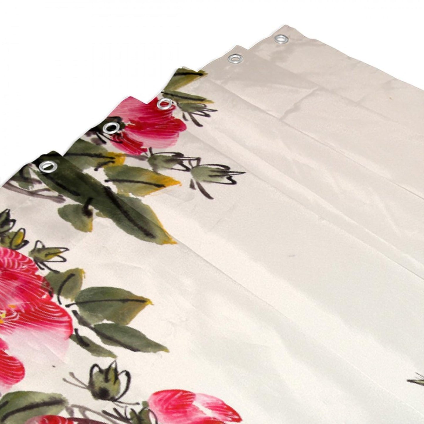DDCBNS Chinese Traditional Ink Painting Shower Curtain,Japanese Cherry Blossom Spring Nature Flower Birds Print Shower Curtain for Bathroom Decor Fabric Waterproof Upholstery Hook 66x72inch