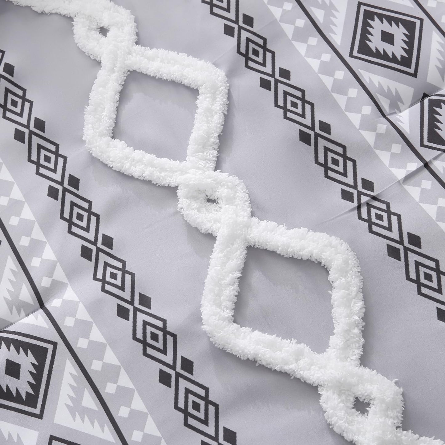 MOVE OVER Gray Tufted Comforter Set Queen Size 7 Pieces Bed in A Bag Farmhouse Bedding Comforter Sets Boho Aztec Sheet Set and Comforter Set Modern Boho Tufted Bedding Set for All Seasons