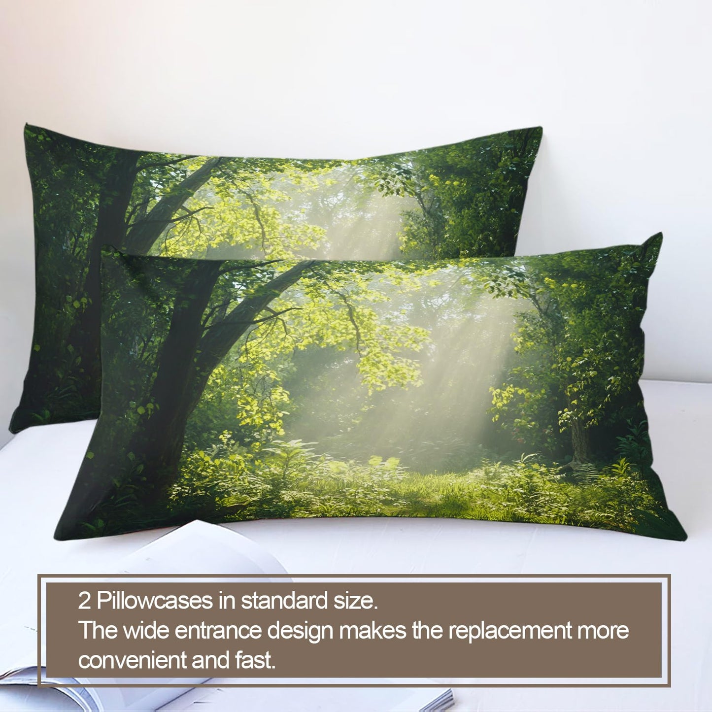 PAISUOQ Spring Forest Duvet Cover, Natural Landscape Bedding & Duvet Cover King, Fresh Green Comforter Set with Zipper, 3 Pieces with 2 Pillowcases, Bedroom Decor & Gifts